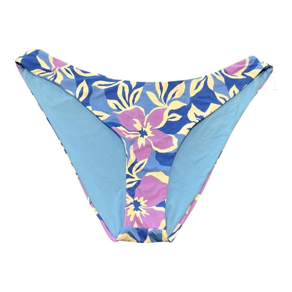 NWOT Roxy Scoop Cheeky Bikini Bottom- Blue and Purple Floral Size XL